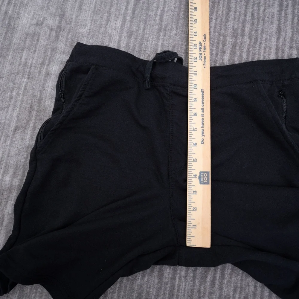 Eddie Bauer Lounge Shorts Mens Large Black Cotton Blend Drawstring Zip Pockets